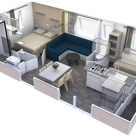 Mobil-home Prestige Avec Terrasse Pour 4 Personnes - Api-1-52-1050 Kemp *