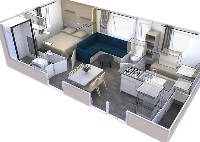 Mobil-home Prestige Avec Terrasse Pour 4 Personnes - Api-1-52-1050 Camping *